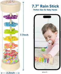Wooden baby rattle sensory toy rain stick musical toy for infants