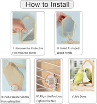 wooden bird cage mirror toy for climbing and play