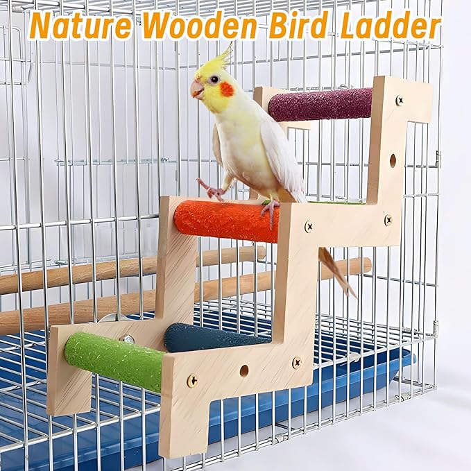 Wooden Bird Chew Ladder – Safe Natural Toy for Parrots and Small Birds