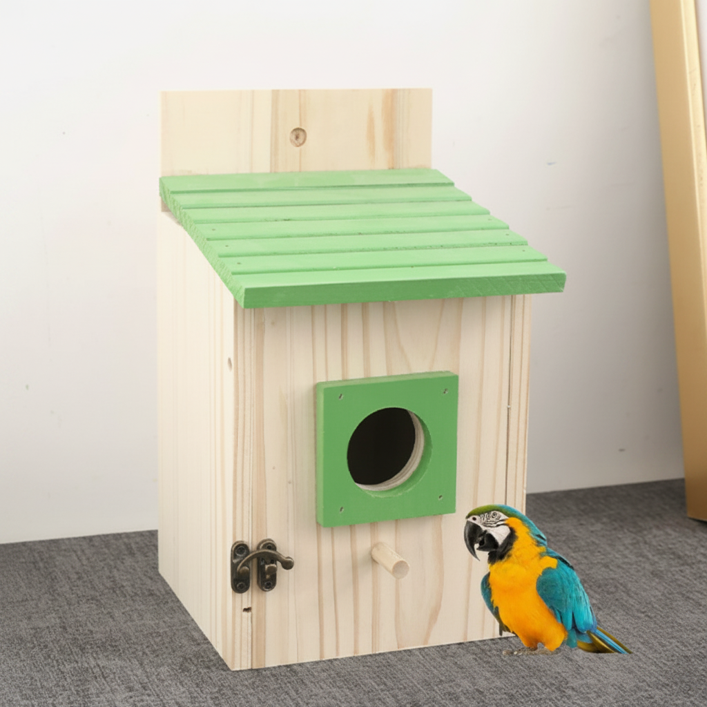 Wooden Bird Nest Box For Cockatiels And Small Birds