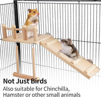 Wooden Bird Perches Platform Swing with Climbing Ladder for Parakeets and Budgies