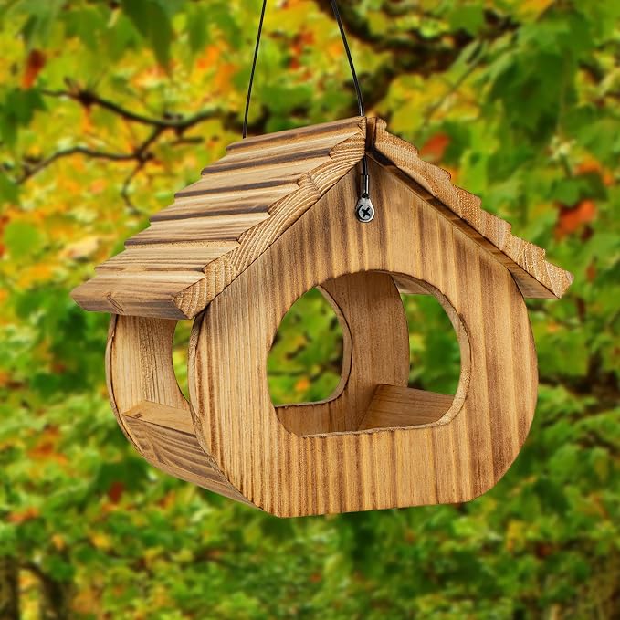 Wooden Bird Seed Feeder for Cardinals and Finches