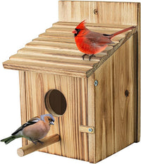 wooden birdhouse for outdoor finches, bluebirds, and cardinals