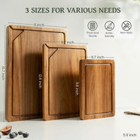 Wooden cutting board used for vegetable and meal preparation