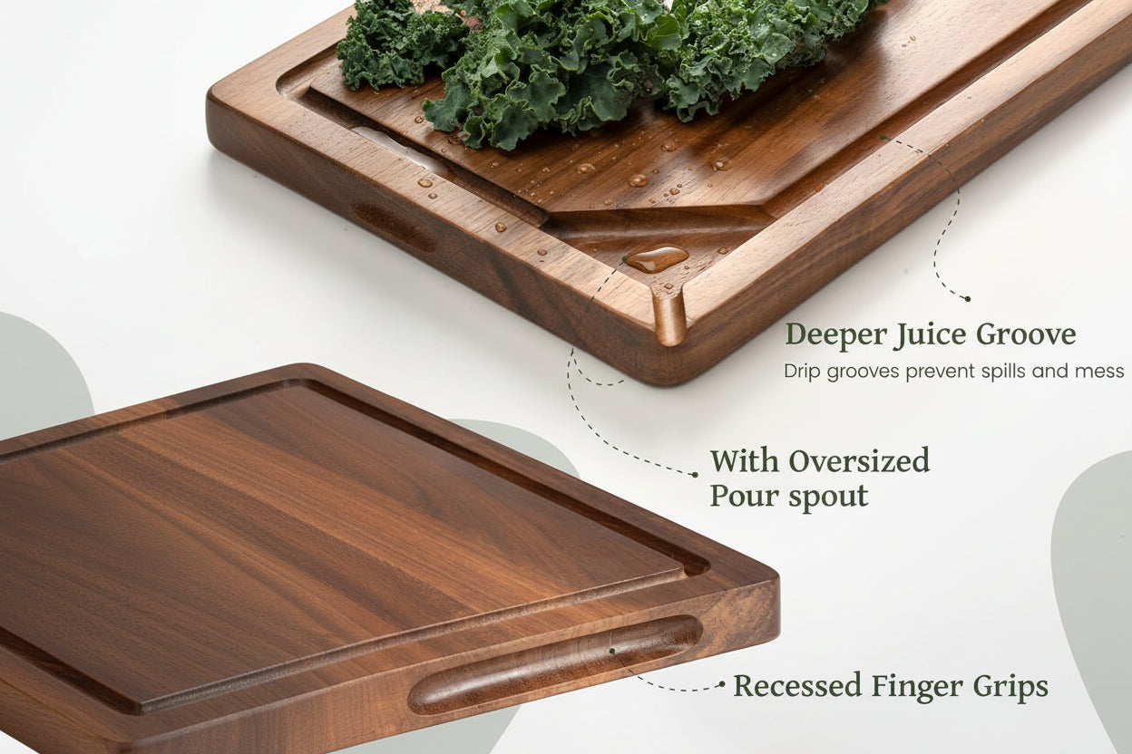 Wooden chopping board for everyday kitchen food preparation