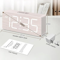 Wooden digital clock with adjustable alarm volume control