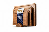 Wooden cutting board set of three with deep juice grooves