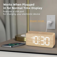 Wooden desk clock with large numbers for bedroom and living room