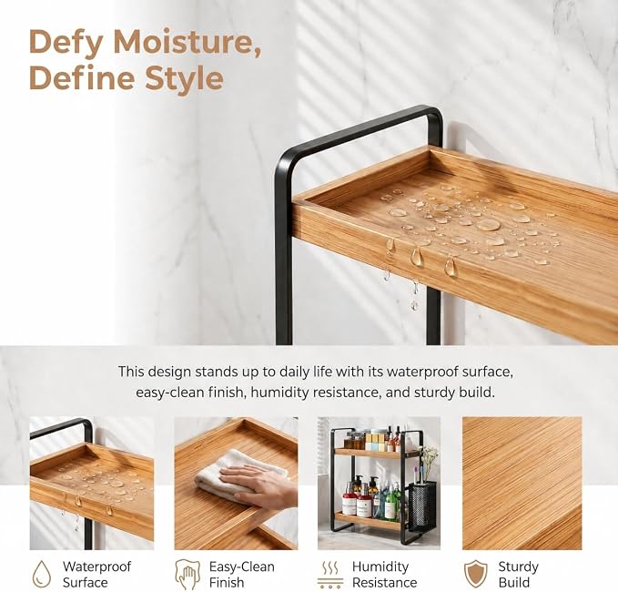 Wooden dresser organizer for cosmetics and personal care items