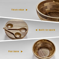 Natural wooden bowl used for serving assorted fruits