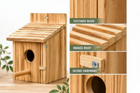 Wooden Garden Bird House with Pole for Small Bird Nesting and Outdoor