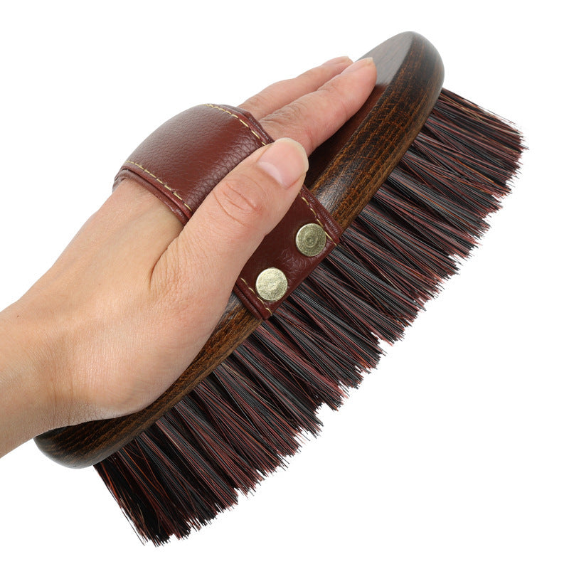 Wooden Handle Handmade Equine Body Brush with Stiff Bristles for Thorough Grooming