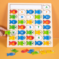 Wooden magnetic fishing puzzle toy for toddlers learning