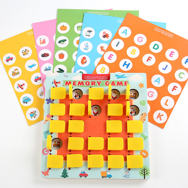 Wooden memory chess game for kids learning and fun