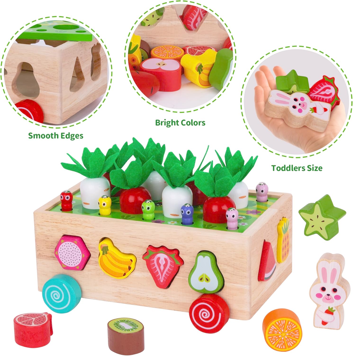 Wooden montessori toy gift for 1 year old toddler learning shape sorting toy