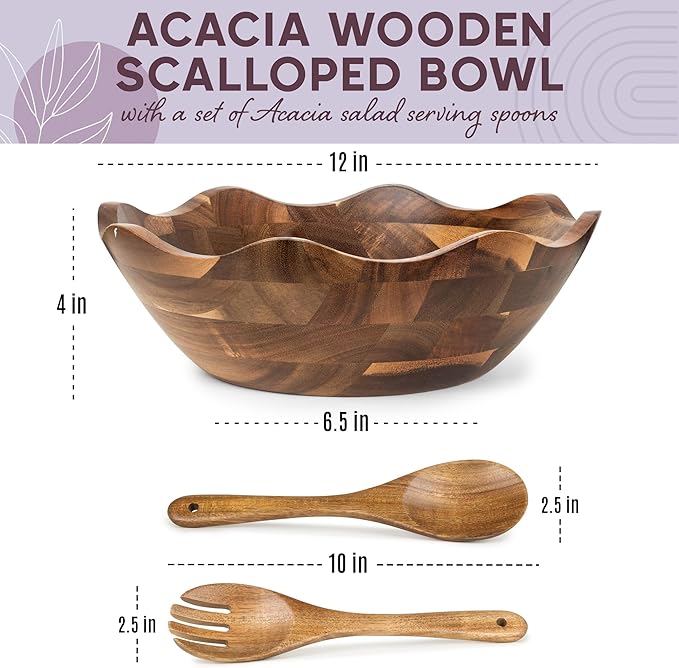 Large wooden bowl used for serving pasta and side dishes
