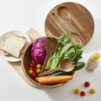 Large wooden serving bowl suitable for pasta and meals