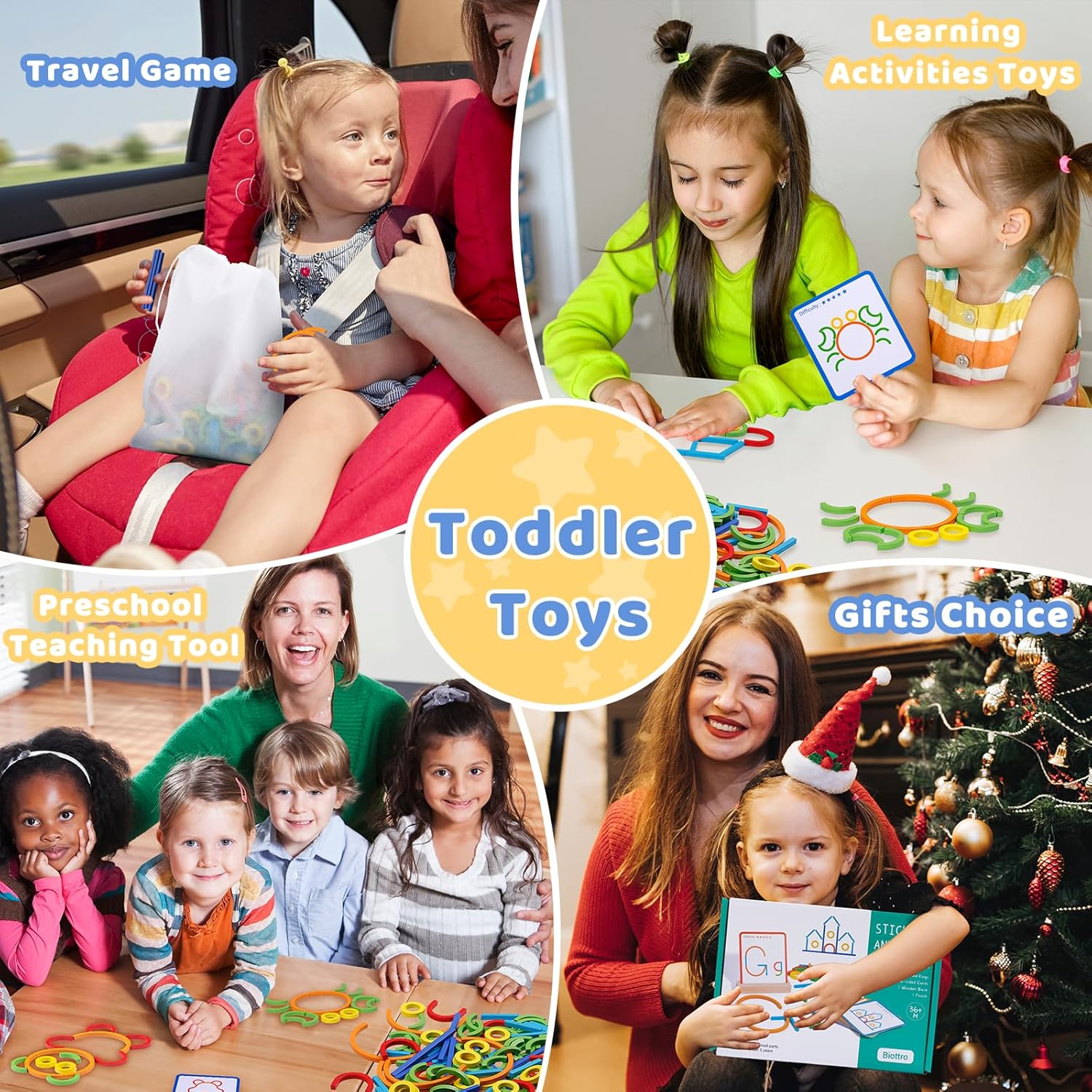 Wooden pattern blocks gift for kids educational STEM toy for early learning