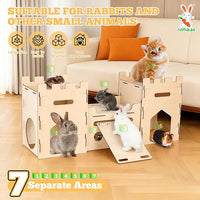 Wooden Rabbit Hideout Castle House with Spacious Multistory Design