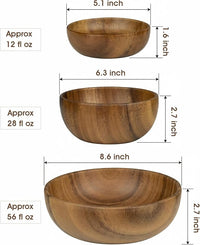 Wooden serving bowl set for salad fruit and snacks