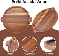 Wooden serving tray featuring integrated side handle