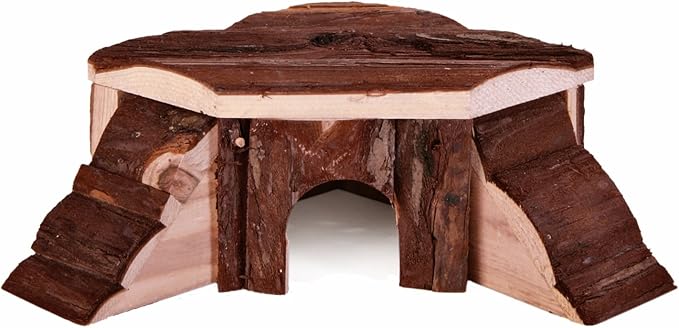 Wooden small animal house for hamsters, guinea pigs, rabbits, and other small pets, suitable for indoor cage placement.