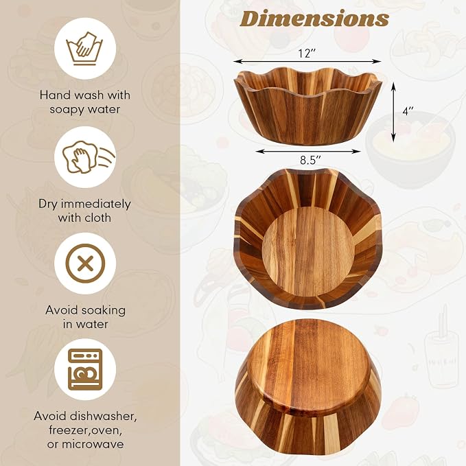 Wooden serving bowls for snacks and side dishes