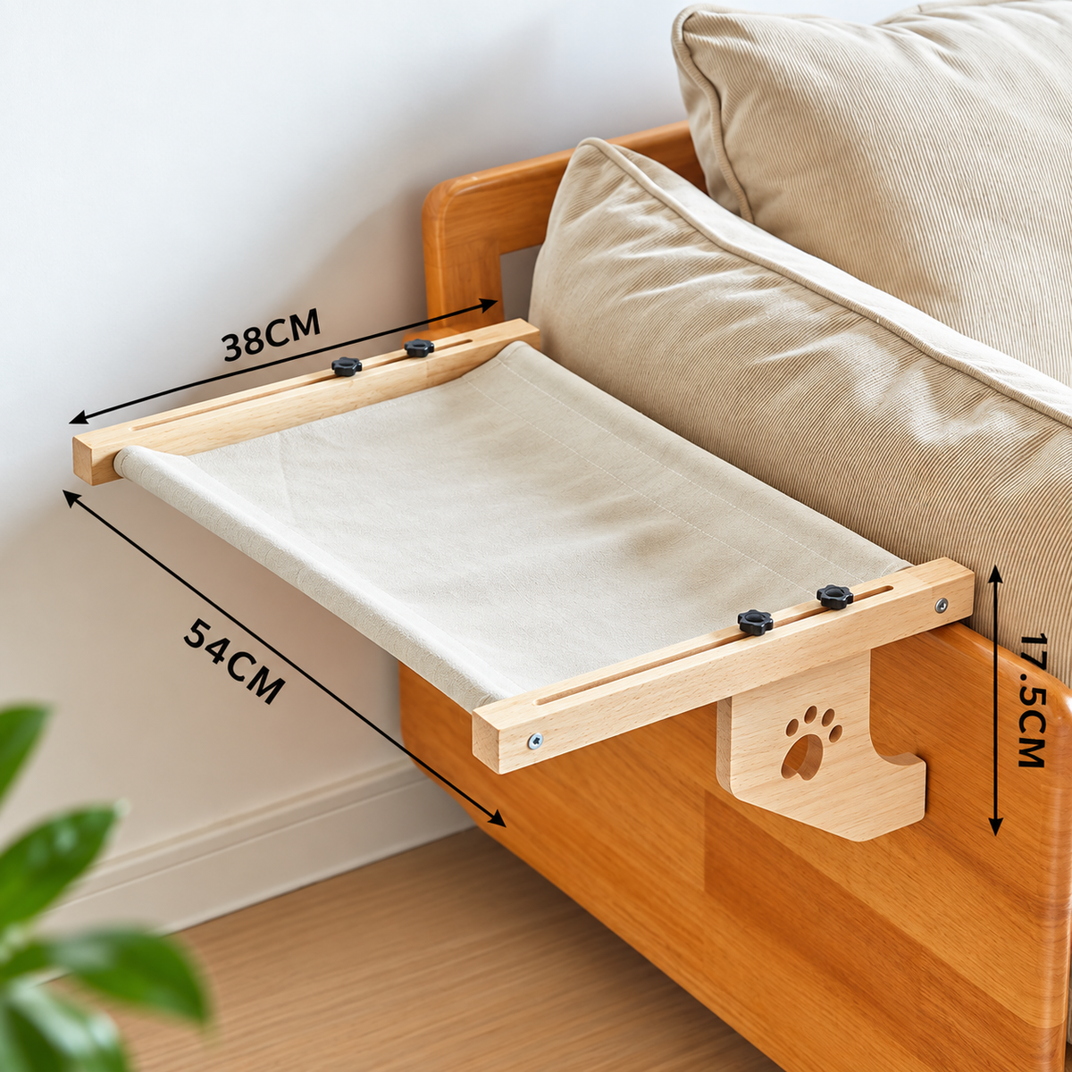 Wooden Windowsill Cat Hammock for Indoor Resting
