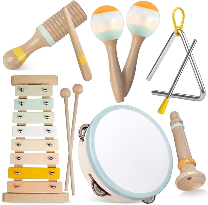 Wooden xylophone toy for toddlers 1-3 Montessori baby musical instrument set for kids learning