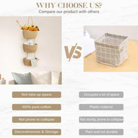 woven cotton hanging organizer for kitchen bathroom and bedroom storage