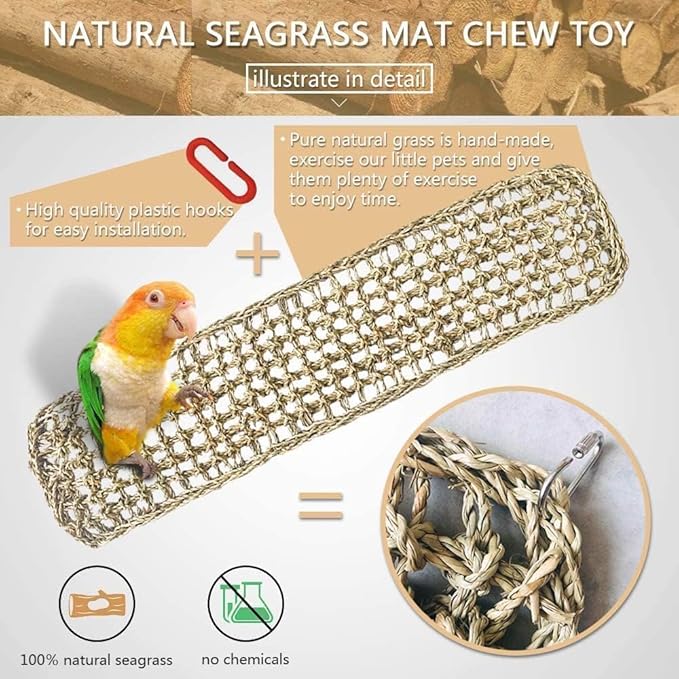 Woven net texture detail of seagrass bird mat