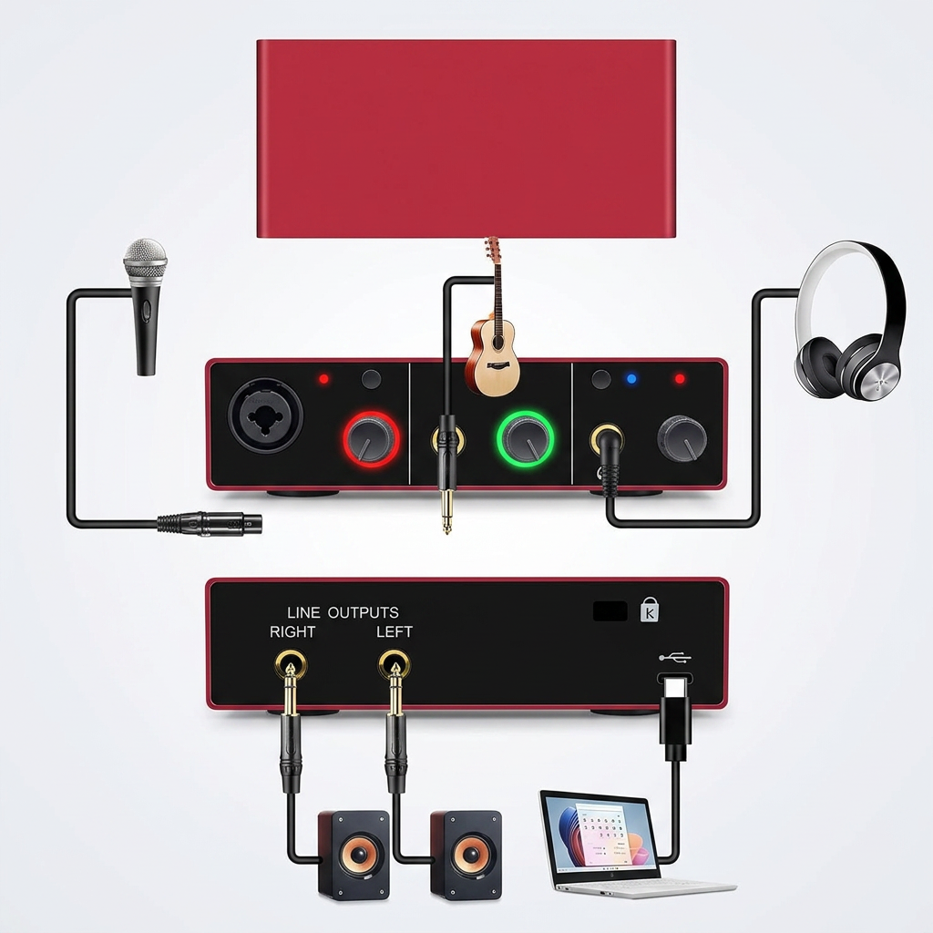 XLR Input USB Audio Interface Solo for Professional Computer Recording and Podcasting, Noise-Free.