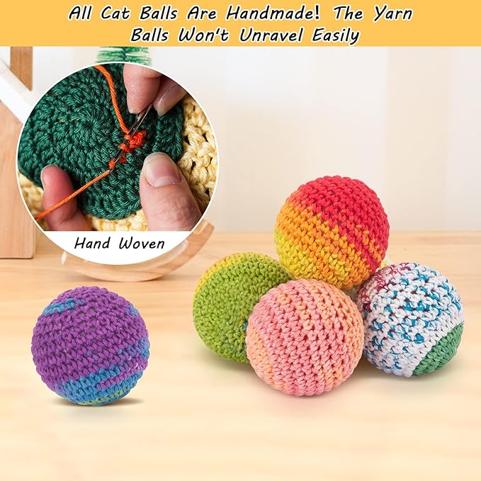 Yarn Cat Ball Toys with Bell Inside for Kitten Play
