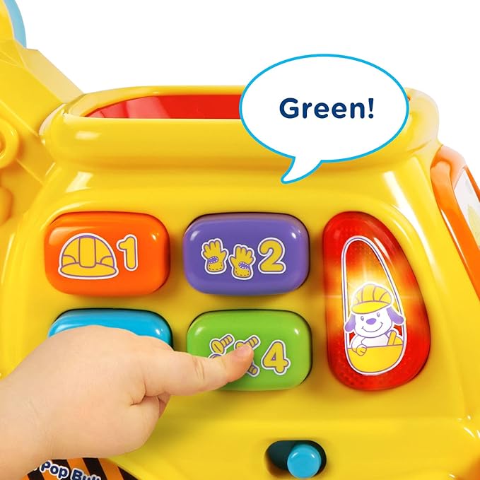 Yellow bulldozer toy with push movement design