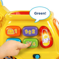 Yellow bulldozer toy with push movement design