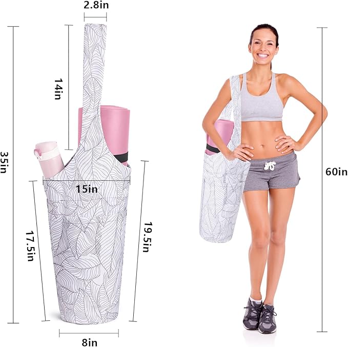 Yoga mat carrier bag with zipper storage for accessories and personal items