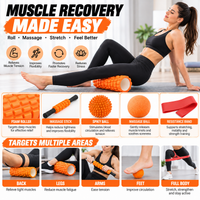 Yoga massage stick designed for rolling movements on suitable muscle areas.