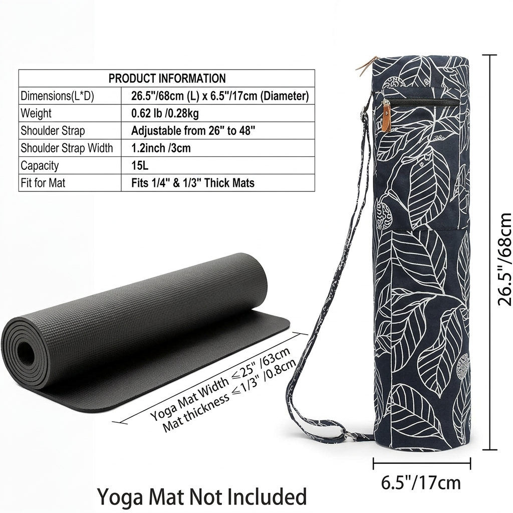 Yoga Mat Carrier Bag with Multiple Pockets for Essentials