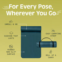 Side view showing the one-inch thickness of the exercise mat