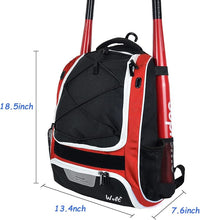 Youth baseball gear backpack for T-ball and softball with large main compartment