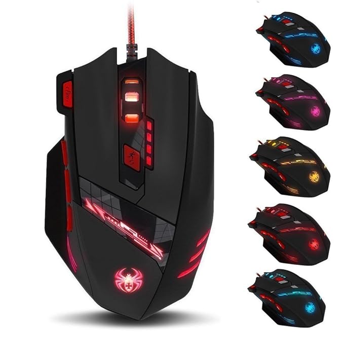 Zelotes wired gaming mouse black front view