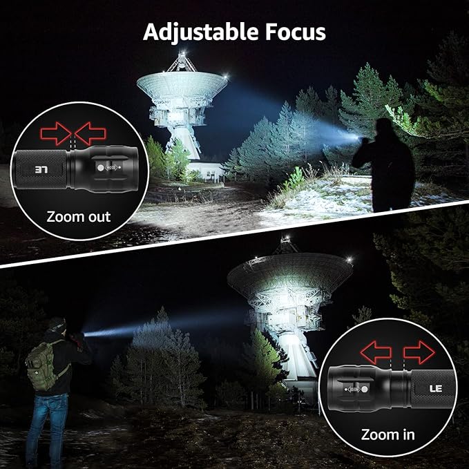 Adjustable Focus Zoom Flashlight Showing Spot and Flood Light Modes