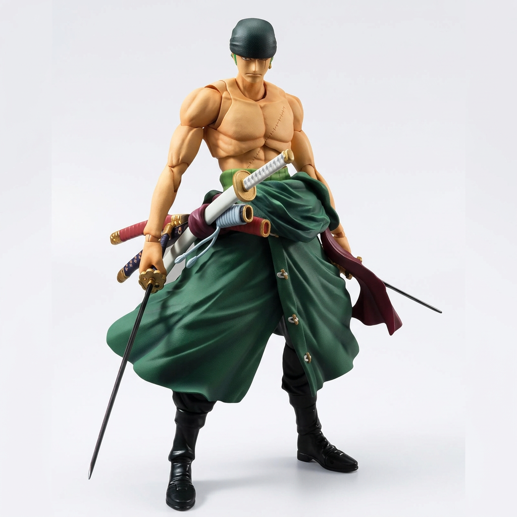 Zoro Three Swords Style Action Figure – 6-Inch Movable Model for One Piece Fans